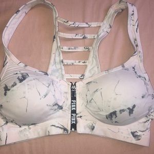 Pink Zipper Sports Bra